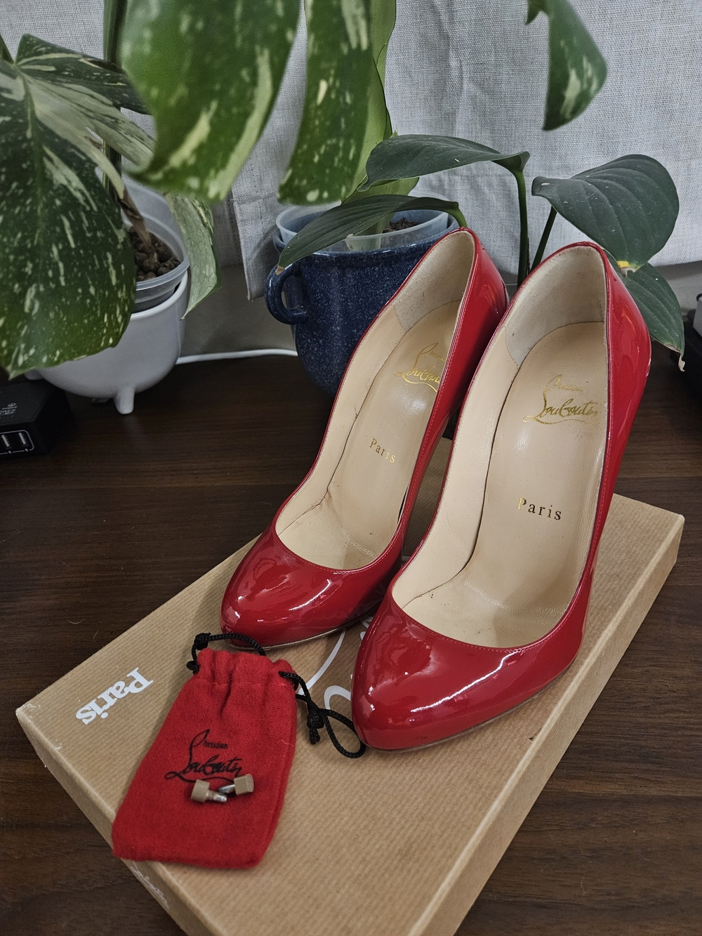 Christian Louboutin Dorissima 100 Patent Leather Red Pumps